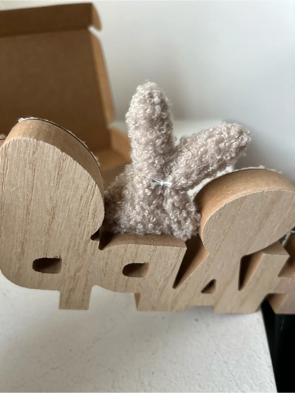 Happy Bunny Text Decor in Cream and Tan - Home Party Supplies new in box